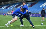 12 September 2022; Ryan Baird with contact skills coach Sean O'Brien during Leinster Rugby squad training session at Energia Park in Dublin. Photo by Brendan Moran/Sportsfile