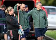 13 September 2022; Ireland and Munster women's assistant coach Niamh Briggs, Ireland men's assistant coach Mike Catt and Ireland women's head coach Greg McWilliams during a Munster Rugby squad training session at the University of Limerick in Limerick. Photo by Harry Murphy/Sportsfile Photo by Harry Murphy/Sportsfile