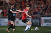 13 September 2022; Cameron McJannet of Derry City in action against Aidan Keena of Sligo Rovers during the SSE Airtricity League Premier Division match between Derry City and Sligo Rovers at The Ryan McBride Brandywell Stadium in Derry. Photo by Ramsey Cardy/Sportsfile