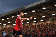 13 September 2022; Will Patching of Derry City celebrates after scoring his side's first goal during the SSE Airtricity League Premier Division match between Derry City and Sligo Rovers at The Ryan McBride Brandywell Stadium in Derry. Photo by Ramsey Cardy/Sportsfile