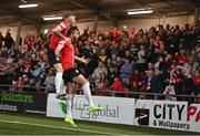 13 September 2022; Will Patching of Derry City celebrates with Jamie McGonigle, left, after scoring their side's first goal during the SSE Airtricity League Premier Division match between Derry City and Sligo Rovers at The Ryan McBride Brandywell Stadium in Derry. Photo by Ramsey Cardy/Sportsfile