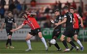 13 September 2022; Patrick McEleney of Derry City in action against Adam McDonnell of Sligo Rovers during the SSE Airtricity League Premier Division match between Derry City and Sligo Rovers at The Ryan McBride Brandywell Stadium in Derry. Photo by Ramsey Cardy/Sportsfile