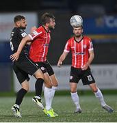 13 September 2022; Will Patching of Derry City in action against Greg Bolger of Sligo Rovers during the SSE Airtricity League Premier Division match between Derry City and Sligo Rovers at The Ryan McBride Brandywell Stadium in Derry. Photo by Ramsey Cardy/Sportsfile