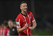 13 September 2022; Shane McEleney of Derry City after his side's victory in the SSE Airtricity League Premier Division match between Derry City and Sligo Rovers at The Ryan McBride Brandywell Stadium in Derry. Photo by Ramsey Cardy/Sportsfile
