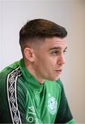 14 September 2022; Gary O'Neill during a Shamrock Rovers press conference at KAA Gent Stadium in Gent, Belgium. Photo by Stephen McCarthy/Sportsfile