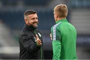 14 September 2022; Sporting director Stephen McPhail, left, and Viktor Serdeniuk during a Shamrock Rovers training session at KAA Gent Stadium in Gent, Belgium. Photo by Stephen McCarthy/Sportsfile