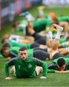 14 September 2022; Jack Byrne during a Shamrock Rovers training session at KAA Gent Stadium in Gent, Belgium. Photo by Stephen McCarthy/Sportsfile