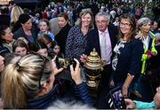 14 September 2022; Ireland manager Michael Blake poses for photographs with attendees as the The Aga Khan trophy is brought to Tuamgraney, Clare, following Ireland's victory in the Longines FEI Jumping Nations Cup at the Dublin Horse Show. Photo by Sam Barnes/Sportsfile