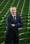 15 September 2022; Manager Jim Crawford stands for a portrait before a Republic of Ireland U21 squad announcement at the Aviva Stadium in Dublin. Photo by Seb Daly/Sportsfile