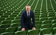 15 September 2022; Manager Jim Crawford sits for a portrait before a Republic of Ireland U21 squad announcement at the Aviva Stadium in Dublin. Photo by Seb Daly/Sportsfile