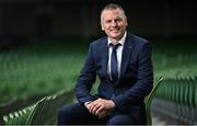 15 September 2022; Manager Jim Crawford sits for a portrait before a Republic of Ireland U21 squad announcement at the Aviva Stadium in Dublin. Photo by Seb Daly/Sportsfile