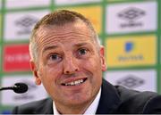 15 September 2022; Manager Jim Crawford during a Republic of Ireland U21 squad announcement at the Aviva Stadium in Dublin. Photo by Seb Daly/Sportsfile