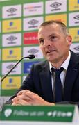 15 September 2022; Manager Jim Crawford during a Republic of Ireland U21 squad announcement at the Aviva Stadium in Dublin. Photo by Seb Daly/Sportsfile