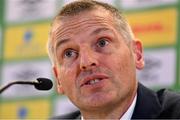 15 September 2022; Manager Jim Crawford during a Republic of Ireland U21 squad announcement at the Aviva Stadium in Dublin. Photo by Seb Daly/Sportsfile