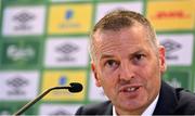 15 September 2022; Manager Jim Crawford during a Republic of Ireland U21 squad announcement at the Aviva Stadium in Dublin. Photo by Seb Daly/Sportsfile