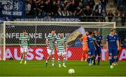 15 September 2022; Shamrock Rovers players, Ronan Finn, left, and Jack Byrne after their side concede their third goal during the UEFA Europa Conference League Group F match between Gent and Shamrock Rovers at KAA Gent Stadium in Gent, Belgium. Photo by Stephen McCarthy/Sportsfile