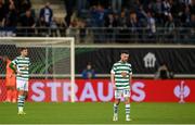 15 September 2022; Jack Byrne of Shamrock Rovers reacts after his side concede their third goal during the UEFA Europa Conference League Group F match between Gent and Shamrock Rovers at KAA Gent Stadium in Gent, Belgium. Photo by Stephen McCarthy/Sportsfile