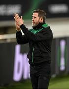 15 September 2022; Shamrock Rovers manager Stephen Bradley applauds supporters after the UEFA Europa Conference League Group F match between Gent and Shamrock Rovers at KAA Gent Stadium in Gent, Belgium. Photo by Stephen McCarthy/Sportsfile