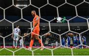 15 September 2022; Shamrock Rovers goalkeeper Alan Mannus after Gent scored a third goal during the UEFA Europa Conference League Group F match between Gent and Shamrock Rovers at KAA Gent Stadium in Gent, Belgium. Photo by Stephen McCarthy/Sportsfile