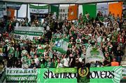 15 September 2022; Shamrock Rovers supporters before the UEFA Europa Conference League Group F match between Gent and Shamrock Rovers at KAA Gent Stadium in Gent, Belgium. Photo by Stephen McCarthy/Sportsfile