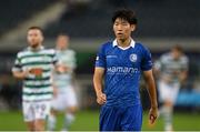15 September 2022; Hyunseok Hong of Gent during the UEFA Europa Conference League Group F match between Gent and Shamrock Rovers at KAA Gent Stadium in Gent, Belgium. Photo by Stephen McCarthy/Sportsfile