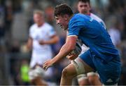 16 September 2022; Daniel Leane of Leinster runs through to score a try during the A Interprovinical match between Leinster A and Ulster A at Templeville Road in Dublin. Photo by Brendan Moran/Sportsfile