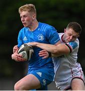 16 September 2022; Andrew Osborne of Leinster is tackled by Shea O’Brien of Ulster during the A Interprovinical match between Leinster A and Ulster A at Templeville Road in Dublin. Photo by Brendan Moran/Sportsfile