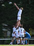 16 September 2022; Charlie Irvine of Ulster wins a lineout during the A Interprovinical match between Leinster A and Ulster A at Templeville Road in Dublin. Photo by Brendan Moran/Sportsfile