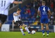 16 September 2022; Paul Doyle of Dundalk shoots to score his side's first goal during the Extra.ie FAI Cup Quarter-Final match between Waterford and Dundalk at the RSC in Waterford. Photo by Ben McShane/Sportsfile