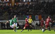 16 September 2022; Barry Coffey of Cork City shoots to score his side's first goal during the SSE Airtricity League First Division match between Galway United and Cork City at Eamonn Deacy Park in Galway. Photo by Ramsey Cardy/Sportsfile