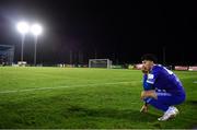 16 September 2022; Phoenix Patterson of Waterford awaits the final whistle in the final moments of the Extra.ie FAI Cup Quarter-Final match between Waterford and Dundalk at the RSC in Waterford. Photo by Ben McShane/Sportsfile
