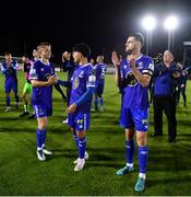 16 September 2022; Waterford players, from left, Darragh Power, Phoenix Patterson and Killian Cantwell after the Extra.ie FAI Cup Quarter-Final match between Waterford and Dundalk at the RSC in Waterford. Photo by Ben McShane/Sportsfile