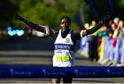 17 September 2022; Peter Somba of Dunboyne AC crosses the line to win the Irish Life Dublin Half Marathon on Saturday 17th of September in the Phoenix Park, Dublin. Photo by Sam Barnes/Sportsfile