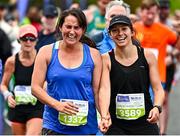 17 September 2022; Sorcha Barry, left, and Odile Connolly after finishing the Irish Life Dublin Half Marathon on Saturday 17th of September in the Phoenix Park, Dublin. Photo by Sam Barnes/Sportsfile