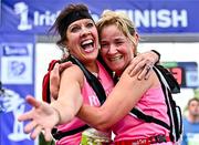 17 September 2022; Collette Sutton, left, and Orla Wilson celebrate after finishing the Irish Life Dublin Half Marathon on Saturday 17th of September in the Phoenix Park, Dublin. Photo by Sam Barnes/Sportsfile