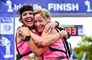 17 September 2022; Collette Sutton, left, and Orla Wilson celebrate after finishing the Irish Life Dublin Half Marathon on Saturday 17th of September in the Phoenix Park, Dublin. Photo by Sam Barnes/Sportsfile