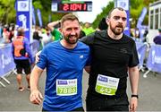 17 September 2022; Robert Mullally, left, and Barry McCoey, from Dublin, after finishing the Irish Life Dublin Half Marathon on Saturday 17th of September in the Phoenix Park, Dublin. Photo by Sam Barnes/Sportsfile