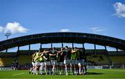 17 September 2022; Leinster players huddle before the United Rugby Championship match between Zebre Parma and Leinster at Stadio Sergio Lanfranchi in Parma, Italy. Photo by Harry Murphy/Sportsfile