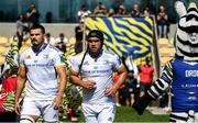 17 September 2022; Charlie Ngatai of Leinster, right, and teammate Max Deegan before the United Rugby Championship match between Zebre Parma and Leinster at Stadio Sergio Lanfranchi in Parma, Italy. Photo by Harry Murphy/Sportsfile