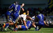 17 September 2022; Jason Jenkins of Leinster, right, on his way to scoring his side's fourth try during the United Rugby Championship match between Zebre Parma and Leinster at Stadio Sergio Lanfranchi in Parma, Italy. Photo by Harry Murphy/Sportsfile
