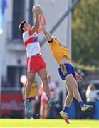 17 September 2022; Eoghan O'Donnell of Whitehall Colmcille and Micheal Day of Na Fianna contest the throw-in at the start of the Dublin County Senior Club Football Championship Quarter-Final match between Na Fianna and Whitehall Colmcille at Parnell Park in Dublin. Photo by Ben McShane/Sportsfile