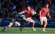 17 September 2022; Calvin Nash of Munster is tackled by Tomos Williams of Cardiff during the United Rugby Championship match between Cardiff and Munster at Cardiff Arms Park in Cardiff, Wales. Photo by Gruffydd Thomas/Sportsfile
