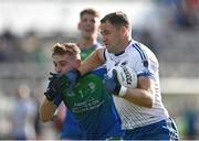 17 September 2022; Dean Healy of St Patrick's in action against Darragh Fitzgerald of Arklow Geraldines Ballymoney during the Wicklow Senior Club Football Championship Semi-Final match between Arklow Geraldines Ballymoney and St Patrick's at County Grounds in Aughrim, Wicklow. Photo by Piaras Ó Mídheach/Sportsfile