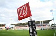 17 September 2022; A view of a corner flag before the United Rugby Championship match between Ulster and Connacht at Kingspan Stadium in Belfast. Photo by David Fitzgerald/Sportsfile