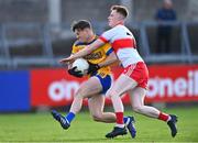 17 September 2022; Sean Caffrey of Na Fianna in action against Darragh Scanlon of Whitehall Colmcille during the Dublin County Senior Club Football Championship Quarter-Final match between Na Fianna and Whitehall Colmcille at Parnell Park in Dublin. Photo by Ben McShane/Sportsfile