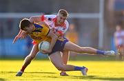 17 September 2022; Brian O'Leary of Na Fianna is tackled by Tadhg Kellett of Whitehall Colmcille during the Dublin County Senior Club Football Championship Quarter-Final match between Na Fianna and Whitehall Colmcille at Parnell Park in Dublin. Photo by Ben McShane/Sportsfile