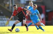 17 September 2022; Kira Bates-Crosbie of Bohemians in action against Mia Dodd of DLR Waves during the SSE Airtricity Women's National League match between Bohemians and DLR Waves at Dalymount Park in Dublin. Photo by Tyler Miller/Sportsfile