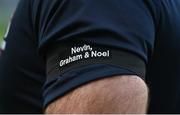 17 September 2022; A view of the black armband worn by Ulster captain Alan O'Connor honouring the late Spence family members, Ulster player Nevin, his brother Graham and father Noel before the United Rugby Championship match between Ulster and Connacht at Kingspan Stadium in Belfast. Photo by David Fitzgerald/Sportsfile