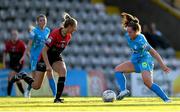 17 September 2022; Carla McManus of DLR Waves in action against Chloe Darby of Bohemians during the SSE Airtricity Women's National League match between Bohemians and DLR Waves at Dalymount Park in Dublin. Photo by Tyler Miller/Sportsfile