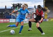 17 September 2022; Lynn Craven of DLR Waves in action against Annmarie Byrne of Bohemians during the SSE Airtricity Women's National League match between Bohemians and DLR Waves at Dalymount Park in Dublin. Photo by Tyler Miller/Sportsfile